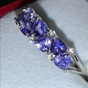 Trillion Cut Tanzanite & Zircon Ring